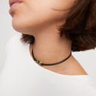 Collana in cuoio placcata oro 18k con cristallo verde
